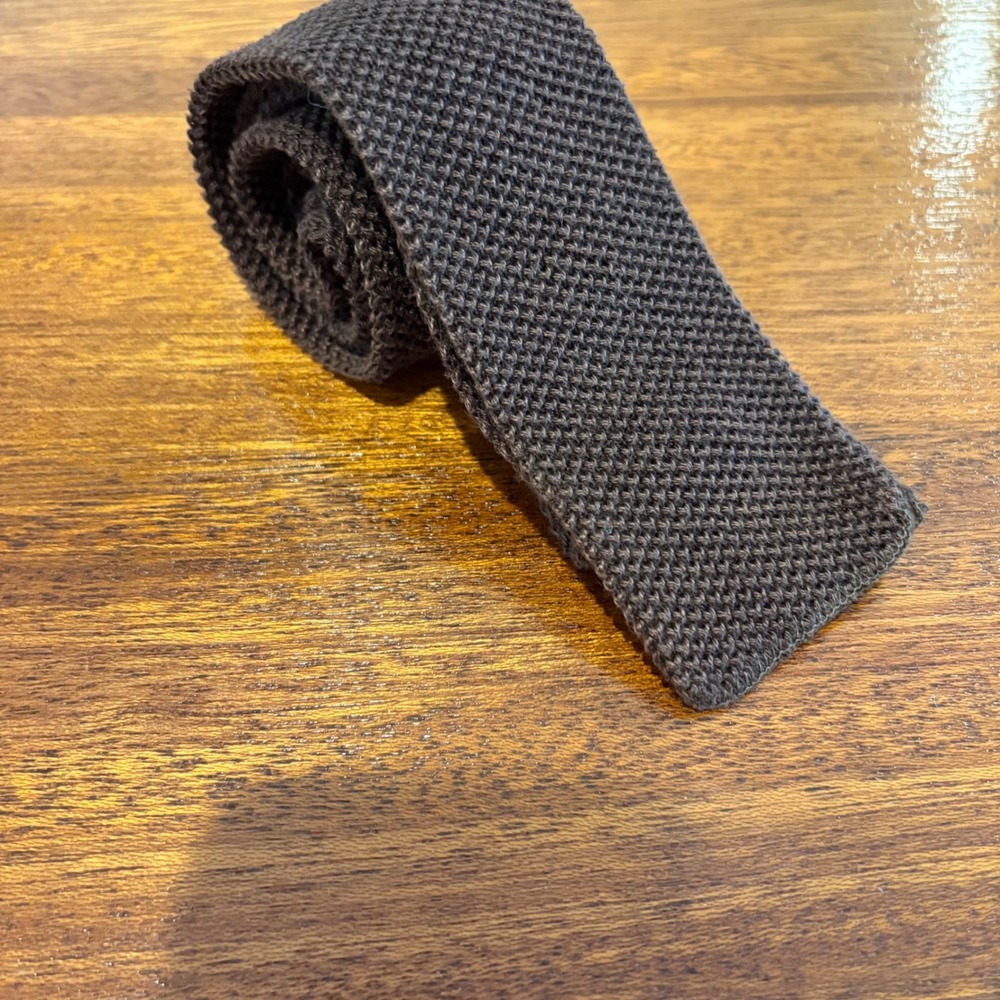 Grodins Knit Tie Mens OS Brown Vintage Cotton Square End Made in USA
